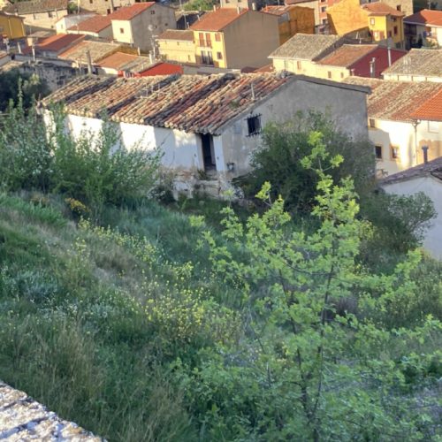 Vista panorámica de un barrio con casas de techo de tejas y vegetación